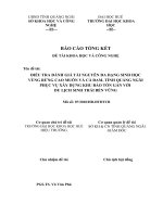 ĐIỀU TRA ĐÁNH GIÁ TÀI NGUYÊN ĐA DẠNG SINH HỌC VÙNG RỪNG CAO MUÔN VÀ CÀ ĐAM, TỈNH QUẢNG NGÃI PHỤC VỤ XÂY DỰNG KHU BẢO TỒN GẮN VỚI  DU LỊCH SINH THÁI BỀN VỮNG