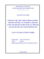 Đánh giá việc thực hiện chính sách bồi thường, hỗ trợ và tái định cư khi nhà nước thu hồi đất ở một số dự án trên địa bàn huyện sóc sơn, thành phố hà nội 