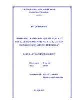 Ảnh hưởng của mức bón đạm đến năng suất một số giống ngô nếp thụ phấn tự do cải tiến trong điều kiện miền núi tỉnh sơn la 