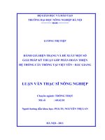 đánh giá hiện trạng và đề xuất một số giải pháp kỹ thuật góp phần hoàn thiện hệ thống cây trồng tại việt yên – bắc giang