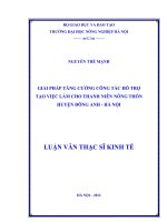 Giải pháp tăng cường công tác hỗ trợ tạo việc làm cho thanh niên nông thôn huyện đông anh hà nội 