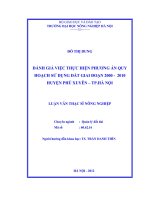 Đánh giá việc thực hiện phương án quy hoạch sử dụng đất giai đoạn 2000 đến 2010 huyện phú xuyên thành phố hà nội 