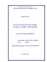 Quản lý sử dụng đất nông nghiệp tại thị xã tam điệp tỉnh ninh bình 