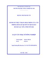 Đánh giá thực trạng hoạt động của văn phòng đăng ký quyền sử dụng đất huyện lục yên, tỉnh yên bái 