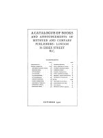 A CATALOGUE OF BOOKS AND ANNOUNCEMENTS OF METHUEN AND COMPANY PUPLISHERS 