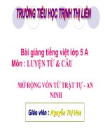 Bài giảng tiếng việt 5 tuần 23 bài mở rộng vốn từ trật tự an ninh5 