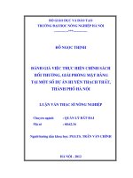 Đánh giá việc thực hiện chính sách bồi thường, giải phóng mặt bằng tại một số dự án huyện thạch thất, thành phố hà nội 