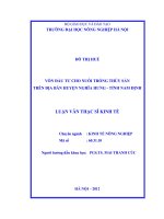 Vốn đầu tư cho nuôi trồng thuỷ sản trên địa bàn huyện nghĩa hưng, tỉnh nam định 