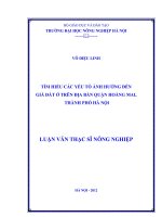 Tìm hiểu các yếu tố ảnh hưởng đến giá đất ở trên địa bàn quận hoàng mai  thành phố hà nội 