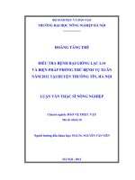 Điều tra bệnh hại giống lạc l14 và biện pháp phòng trừ bệnh vụ xuân năm 2012 tại huyện thường tín, hà nội 