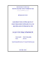 Giải pháp tăng cường quản lý chất thải chăn nuôi lợn của các hộ nông dân ở tỉnh hưng yên 