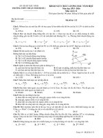 Đề thi khảo sát chất lượng đầu năm lớp 11 môn Vật lý năm 2015 - 2016 trường THPT Thuận Thành số 1, Bắc Ninh