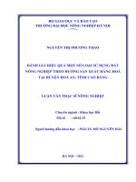 đánh giá hiệu quả một số loại sử dụng đất nông nghiệp theo hướng sản xuất hàng hoá tại huyện hoà an, tỉnh cao bằng