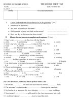 Đề thi English vào 10 có đáp an