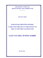 Đánh giá đặc điểm nông sinh học và khả năng chịu hạn của một số mẫu vật phục vụ cho chọn tạo giống ngô 