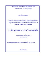 nghiên cứu khả năng nhân giống invitro và biện pháp kỹ thuật trồng một số dòng cẩm chướng mới tại thái bình