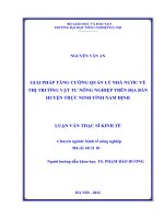 giải pháp tăng cường quản lý nhà nước về thị trường vật tư nông nghiệp trên địa bàn huyện trực ninh tỉnh nam định