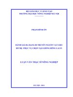 đánh giá đa dạng di truyền nguồn vật liệu bố mẹ phục vụ chọn tạo giống bông lai f1