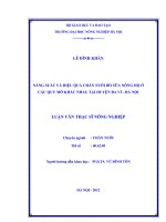 Năng suất và hiệu quả chăn nuôi bò sữa nông hộ ở các quy mô khác nhau tại huyện ba vì hà nội 