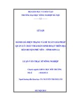 Đánh giá hiện trạng và đề xuất giải pháp quản lý chất thải rắn sinh hoạt trên địa bàn huyện phù yên tỉnh sơn la 