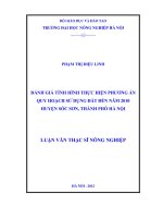 Đánh giá tình hình thực hiện phương án quy hoạch sử dụng đất đến năm 2010 huyện sóc sơn, thành phố hà nội  xem chi tiết biểu ghi biên mục 
