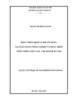 Phát triển dịch vụ phi tín dụng tại ngân hàng nông nghiệp và phát triển nông thôn việt nam   chi nhánh hà nội 