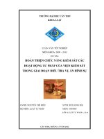 hoàn thiện chức năng kiểm sát các hoạt động tư pháp của viện kiểm sát trong giai đoạn điều tra vụ án hình sự