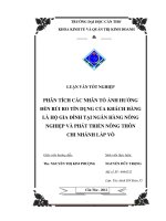 phân tích các nhân tố ảnh hưởng đến rủi ro tín dụng của khách hàng là hộ gia đình tại ngân hàng nông nghiệp và phát triển nông thôn chi nhánh lấp vò