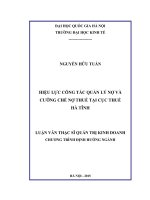 Hiệu lực công tác quản lý nợ và cưỡng chế nợ thuế tại cục thuế hà tĩnh 