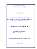 nghiên cứu ảnh hưởng của các yếu tố đến hiệu quả kinh tế chăn nuôi lợn thịt của hộ nông dân ở tỉnh bắc ninh
