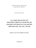 Lựa chọn một số bài tập nhằm phát triển sức mạnh tốc độ cho đội tuyển bóng đá nam trường THPT kim anh   sóc sơn   hà nội 