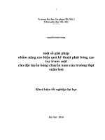 Một số giải pháp nhằm nâng cao hiệu quả kỹ thuật phát bóng cao tay trước mặt cho đội tuyển bóng chuyền nam của trường THPT xuân hòa 