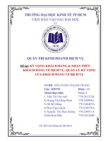 QUẢN TRỊ KINH DOANH DỊCH VỤ KỲ VỌNG KHÁCH HÀNG  NHẬN THỨC KHÁCH HÀNG VỀ DỊCH VỤ QUẢN LÝ KỲ VỌNG CỦA KHÁCH HÀNG VỀ DỊCH VỤ