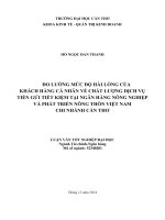 đo lường mức độ hài lòng của khách hàng cá nhân về chất lượng dịch vụ tiền gửi tiết kiệm tại ngân hàng nông nghiệp và phát triển nông thôn việt nam chi nhánh cần thơ