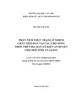 phân tích thực trạng ô nhiễm chất thải rắn tại các chợ nông thôn trên địa bàn xã kiến an huyện chợ mới tỉnh an giang