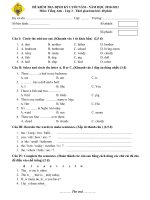 Đề KTĐKCN môn TAnh lớp 3 (2010 2011)