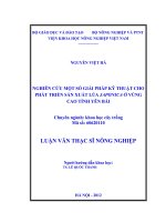 nghiên cứu một số giải pháp kỹ thuật cho phát triển sản xuất lúa japonica ở vùng cao tỉnh yên bái