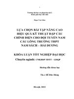 Lựa chọn một số bài tập nâng cao hiệu quả kỹ thuật đập cầu chính diện cho đội tuyển nam cầu lông trường THPT nam sách   hải dương 