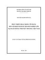 Phát triển hoạt động tín dụng đối với khách hàng doanh nghiệp lớn tại ngân hàng TMCP kỹ thương việt nam 