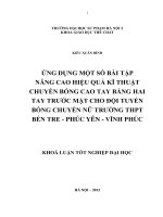 Ứng dụng một số bài tập nâng cao hiệu quả kĩ thuật chuyền bóng cao tay bằng hai tay trước mặt cho đội tuyển bóng chuyền nữ trường THPT bến tre   phúc yên   vĩnh phúc 