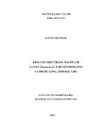 khảo sát hiện trạng nguồn lợi cá dày channa lucius ở huyện hồng dân và phước long, tỉnh bạc liêu