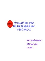 Bài 39: các nhân tố ảnh hưởng đến sinh trưởng và phát triển ở động vật