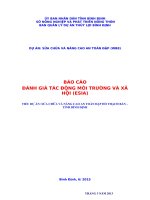BÁO CÁO  ĐÁNH GIÁ TÁC ĐỘNG MÔI TRƯỜNG VÀ XÃ HỘI