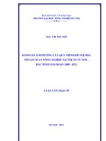 Đánh giá ảnh hưởng của quá trình đô thị hoá tới sản xuất nông nghiệp tại thị xã từ sơn bắc ninh giai đoạn 2008 đến 2012 