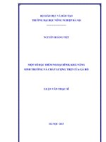 Một số đặc điểm ngoại hình, khả năng sinh trưởng và chất lượng thịt của gà hồ 