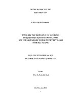 đánh giá tác động của cá lau kính pterygoplichthys disjunctivus (weber, 1991) đối với một số đối tượng nuôi thủy sản ở tỉnh hậu giang