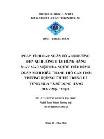 phân tích các nhân tố ảnh hưởng đến xu hướng tiêu dùng hàng may mặc việt của người tiêu dùng quận ninh kiều thành phố cần thơ trường hợp người tiêu dùng đã từng mua và sử dụng hàng may mặc việt