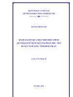 Đánh giá kết quả thực hiện điều chỉnh quy hoạch sử dụng đất giai đoạn 2006 2010 huyện tánh linh, tỉnh bình thuận 