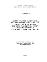 nghiên cứu mức sẵn lòng trả của hộ gia đình sống ven kênh cho việc sử dụng dịch vụ thu gom – vận chuyển – xử lý rác thải sinh hoạt tại huyện vĩnh thạnh, cần thơ