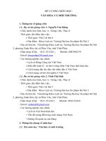 ĐỀ CƯƠNG MÔN HỌC: VĂN HÓA VÀ MÔI TRƯỜNG